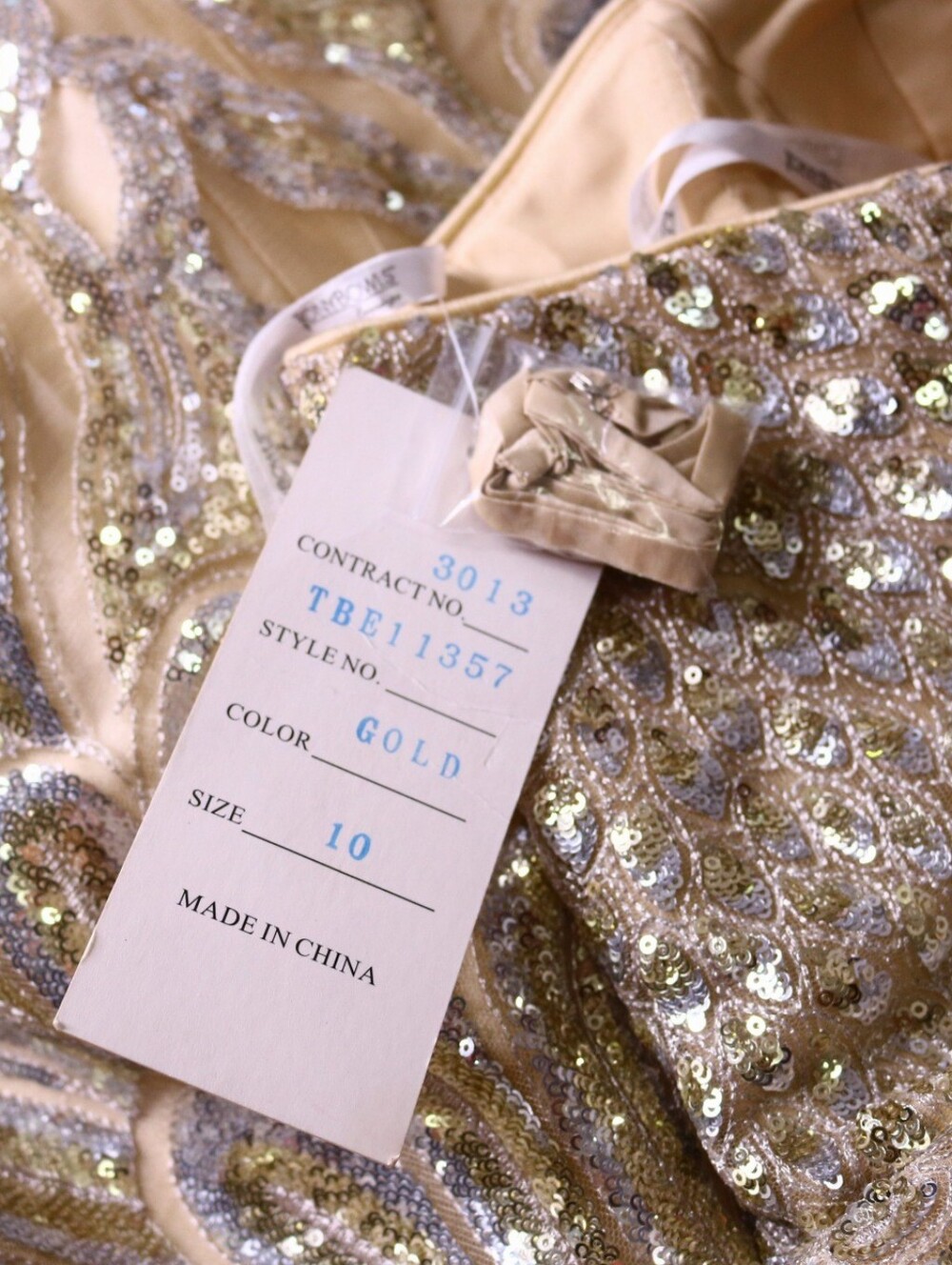 NWT Tony Bowls Gold Sequin Formal Gown Sz 10 Prom Wedding Pageant - Picture 8 of 16